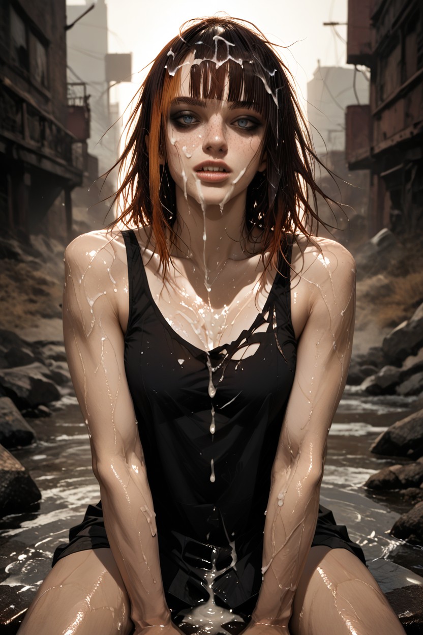 Excessive Wet Dripping Cum, Torn Punk Tank Top, Sideswept Bangs AI同性戀黃片