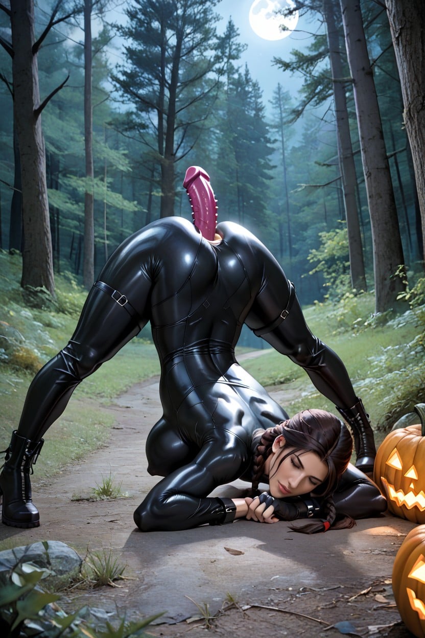 Black Fingerless Gloves, Visible Cameltoe, Fit AI Porn