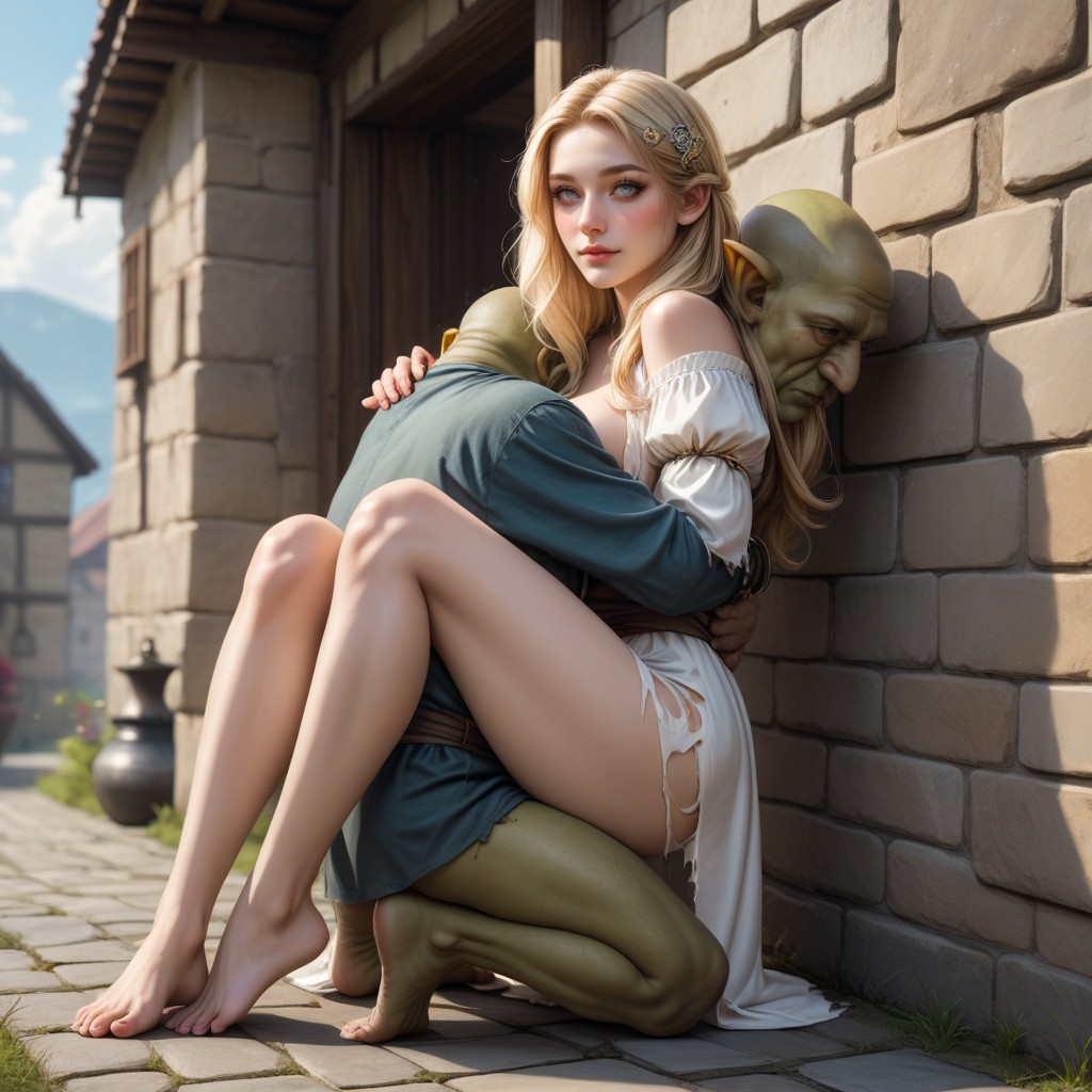 Pale Skin, Feet Crossed, Hug AI Porn