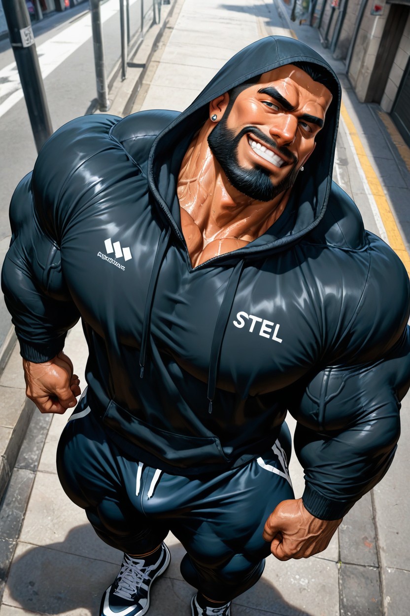 Black Soccer Socks, Muscular Legs, Long Sports Pants AI Gay Porn