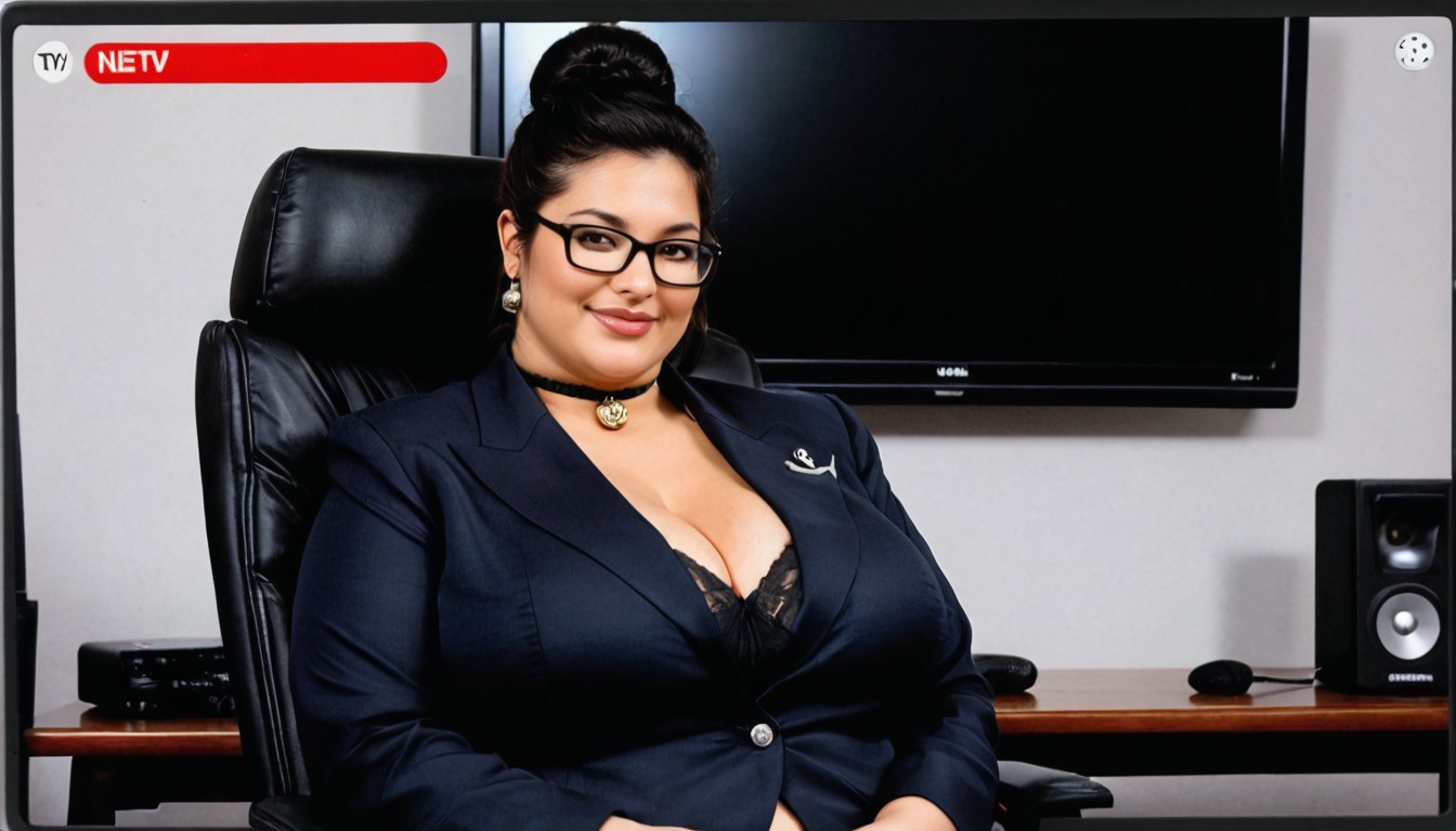 Female News Anchor, Fully Clothed, Serious BBW AI Porn