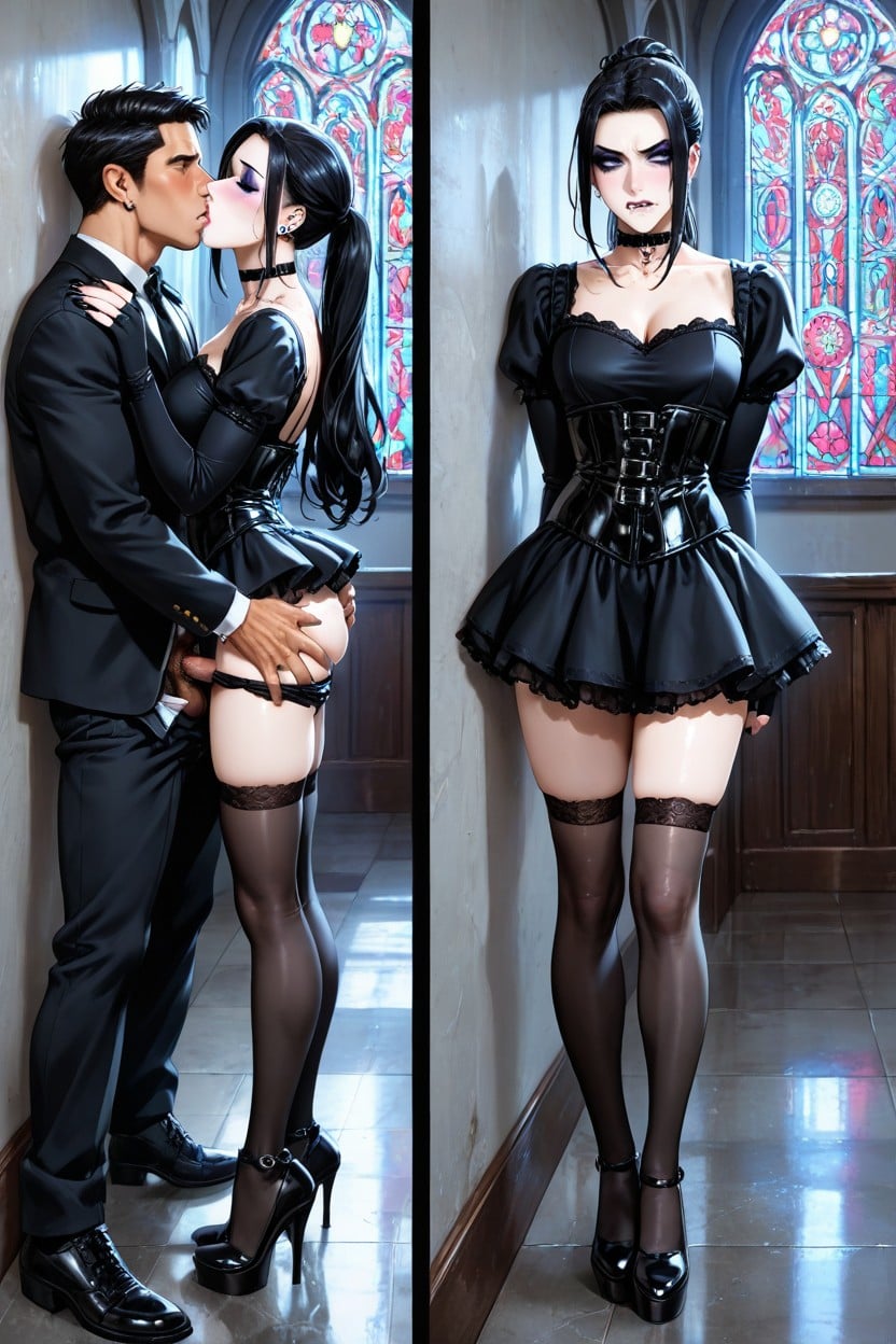Biting Lip, Arched Back, Goth AI Gay Porn