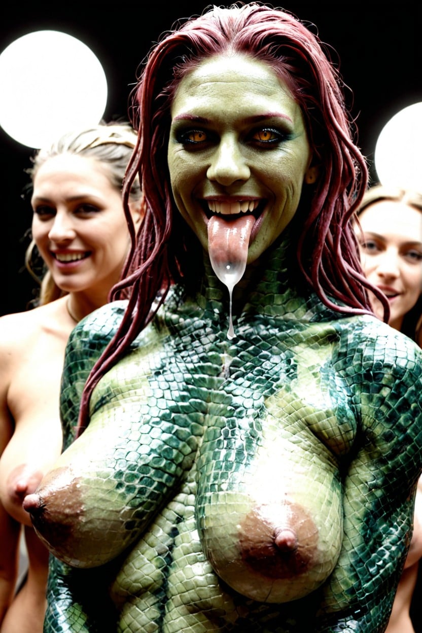 Erect Nipples, Hyper Long Nipples Hyper Detailed Nipples, Serpent Skin On Tits And Nipples Porno IA
