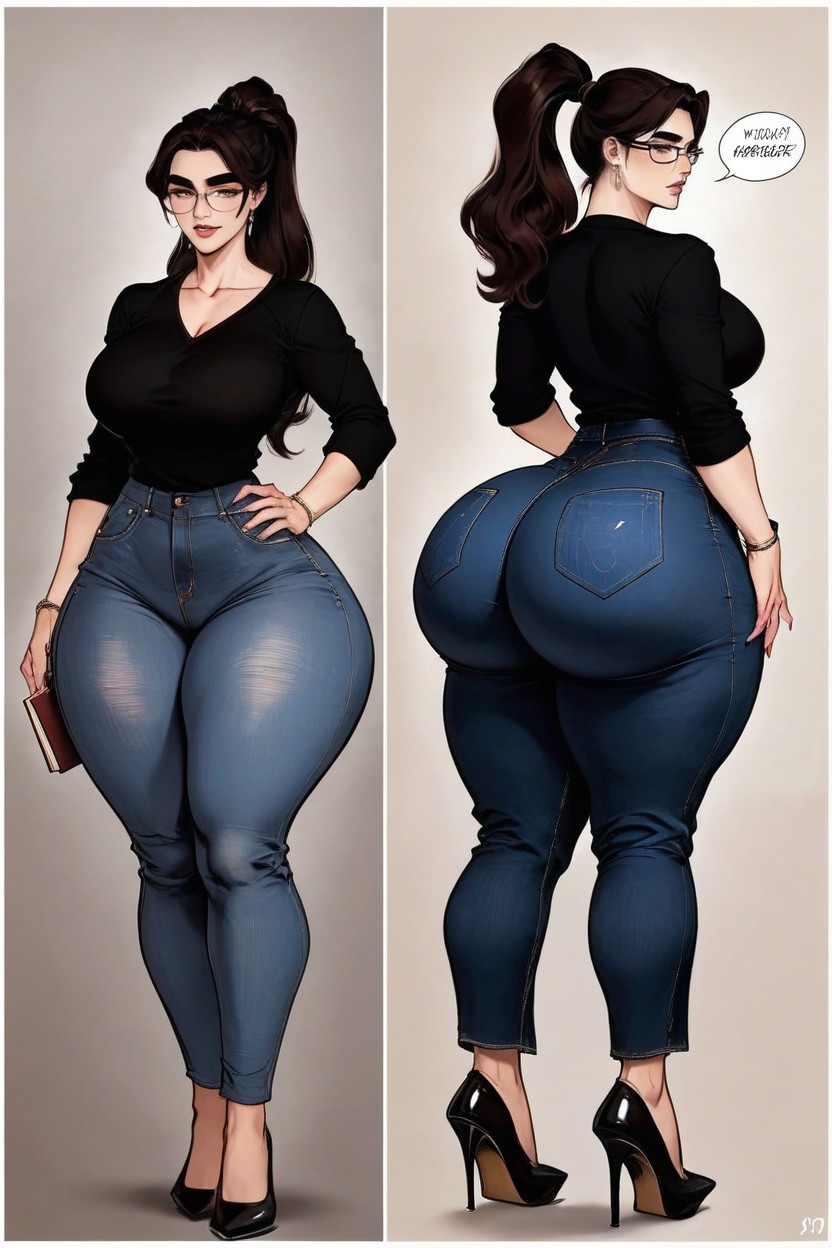 Black T Shirt, Natural Breast, Massive Ass Cheeks Porno IA