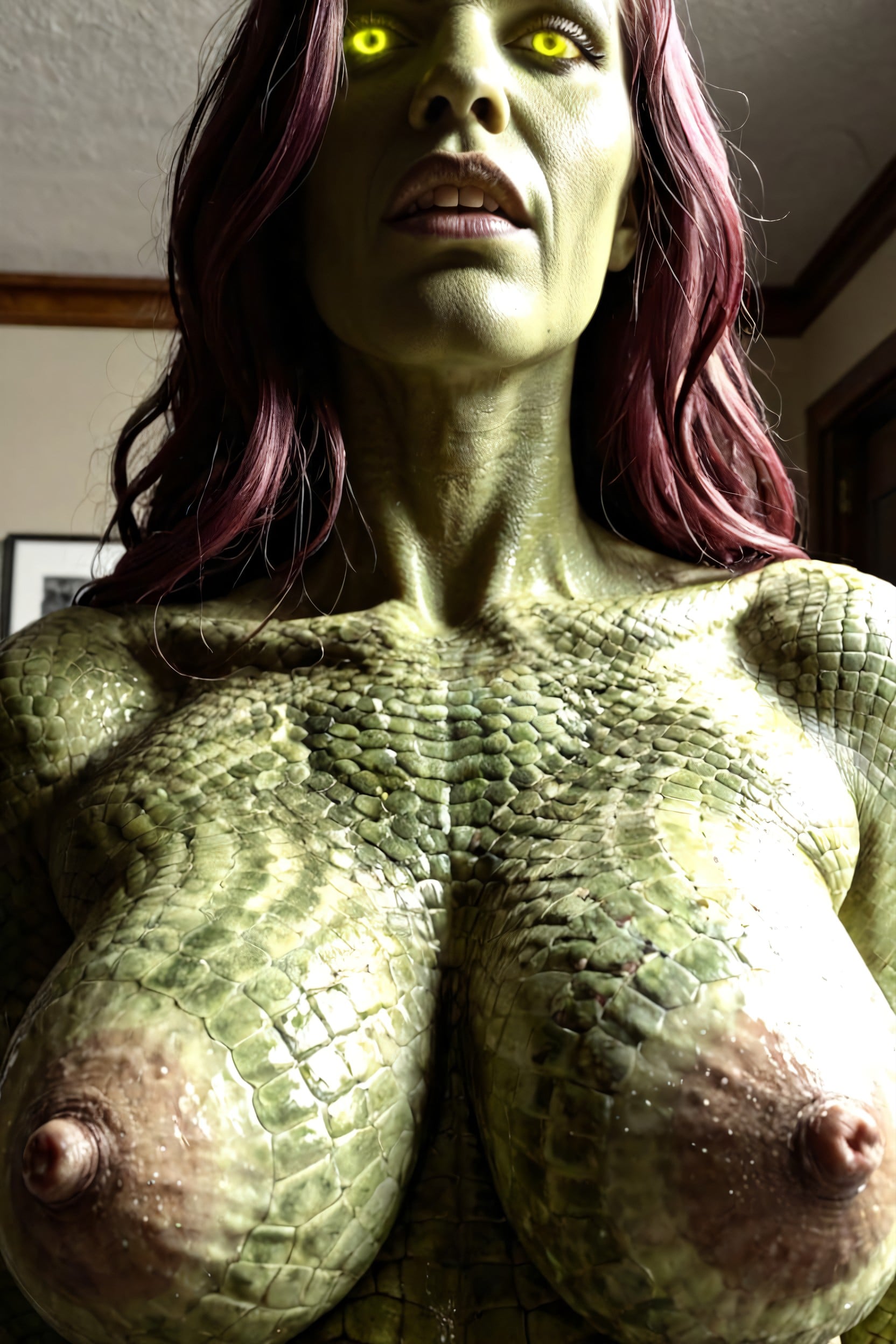 Hyper Long Nipples Hyper Detailed Nipples, Long Sharp Fangs, Queen Medusa Porno IA