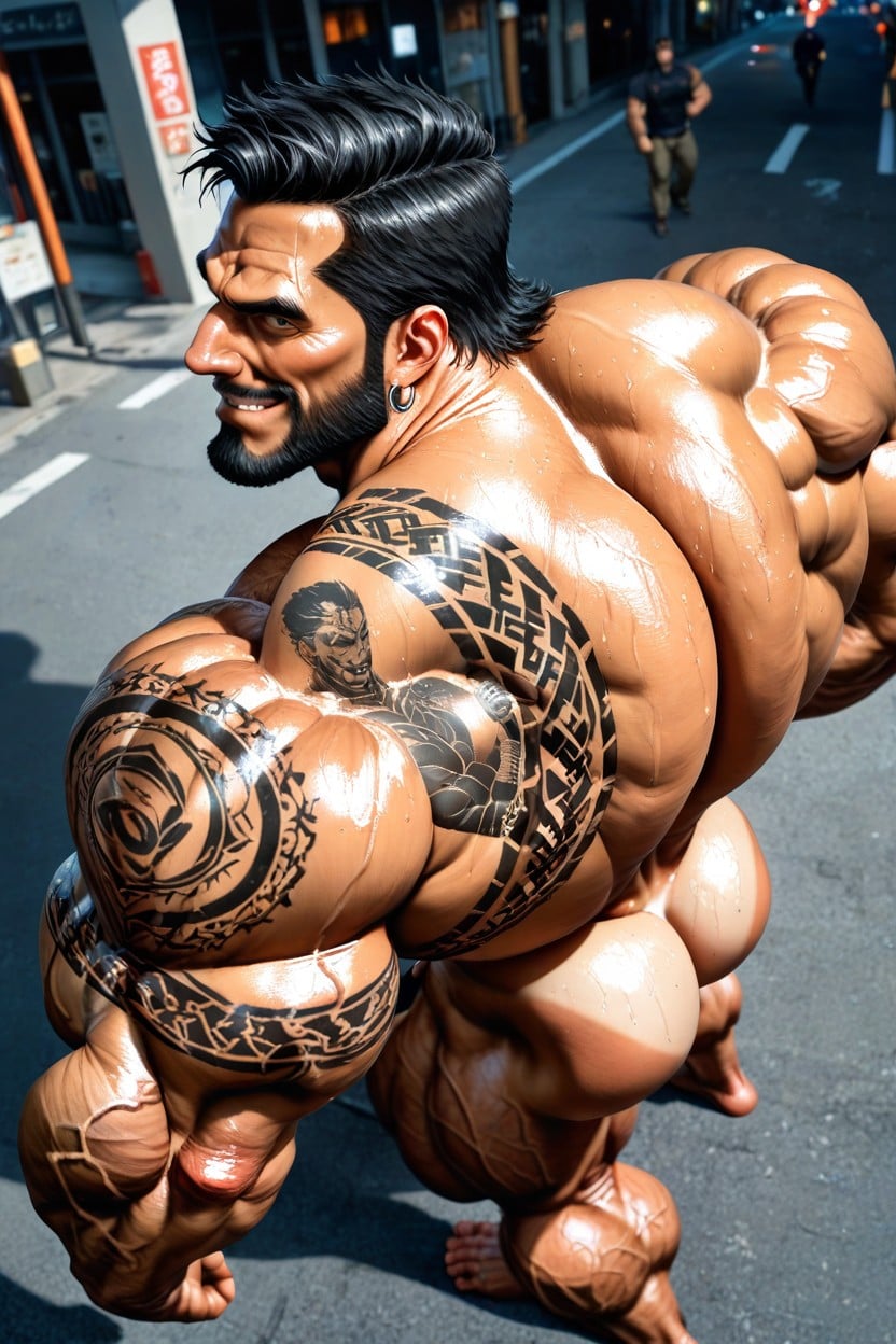 Bodybuilder, Long Strong Neck, Tan Lines AI Gay Porn