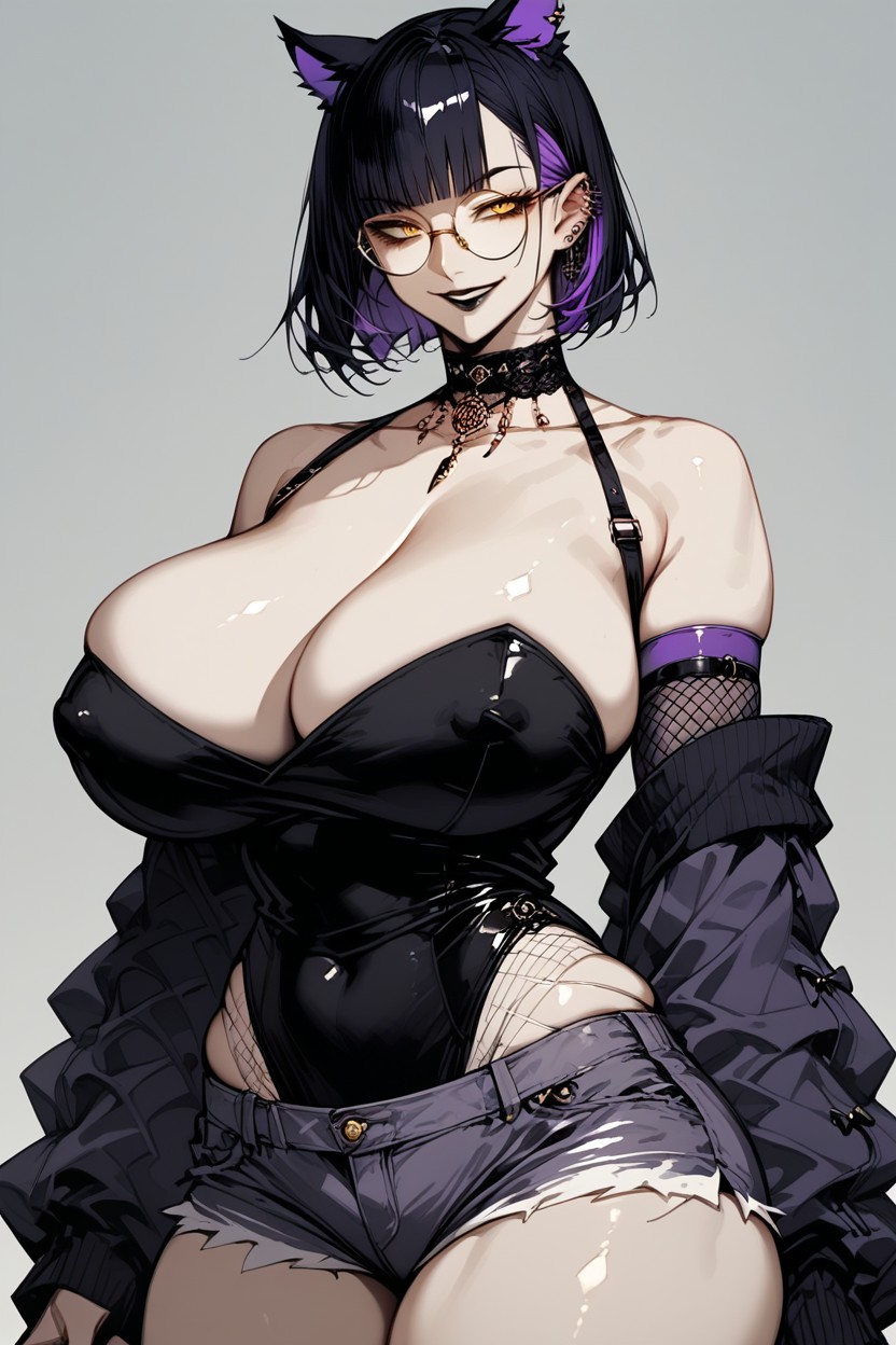 乳房擴張, Slight Smile, Simple Background AI黃漫
