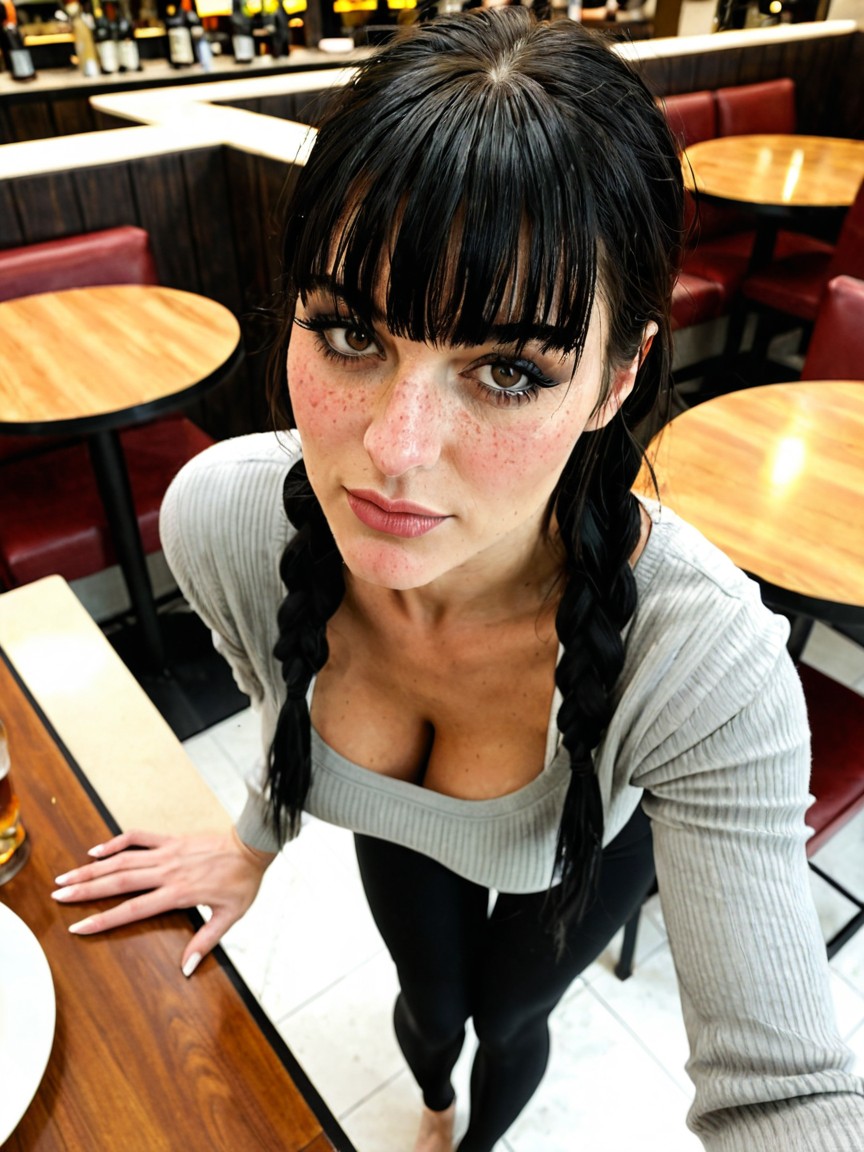 Full Face Blush, Top Down, Black Hair Porno IA