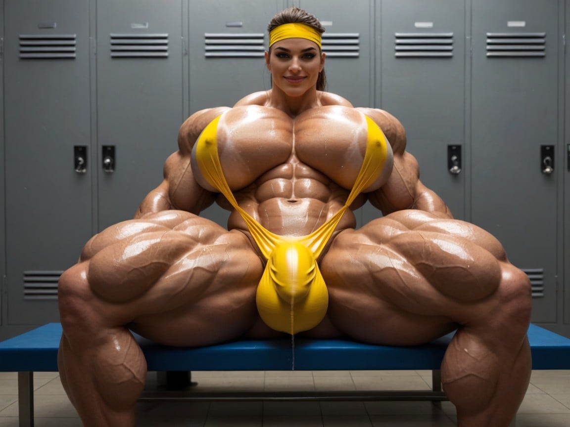 Giant Body, Yellow Wristbands, Washboard Abs Shemale AI Porn