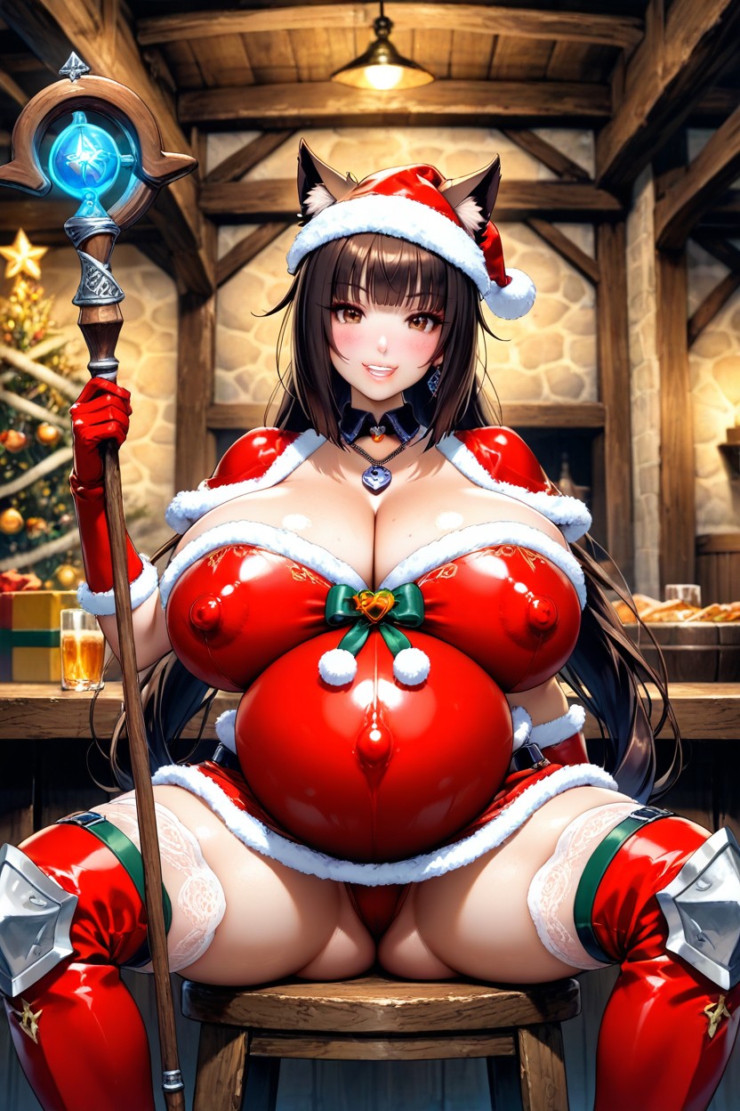 Gigantic Fake Bimbo Boobs, Happy, Volumetric Lighting Hentai AI Porn