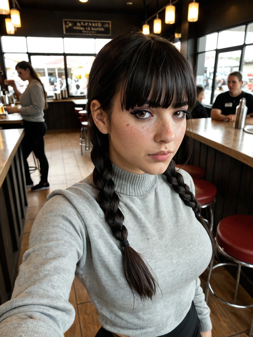 Low Size Stature, Black Hair, Restaurant Porno IA
