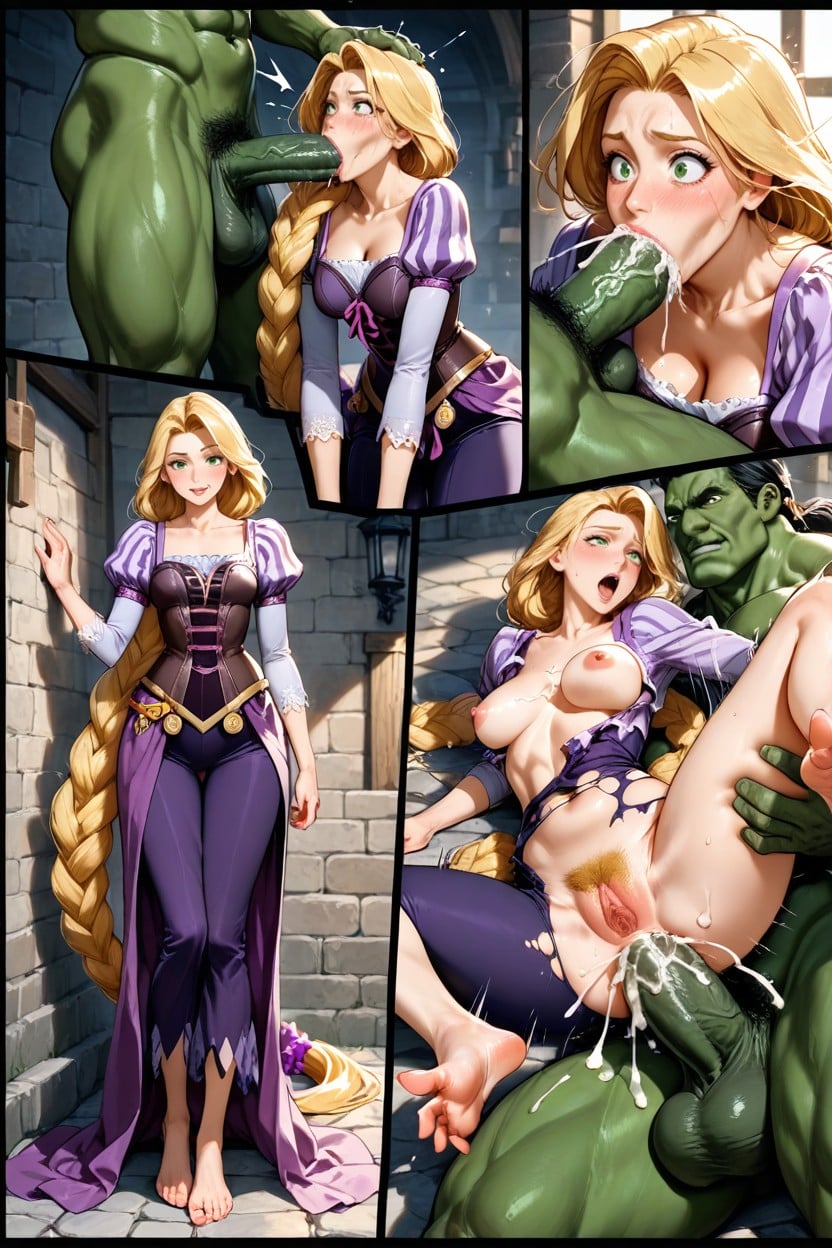 V-shaped Body, Fucked By Three Giant Green Hulk, Insanely Hyper Mega Long Hair Hentai AI Porn