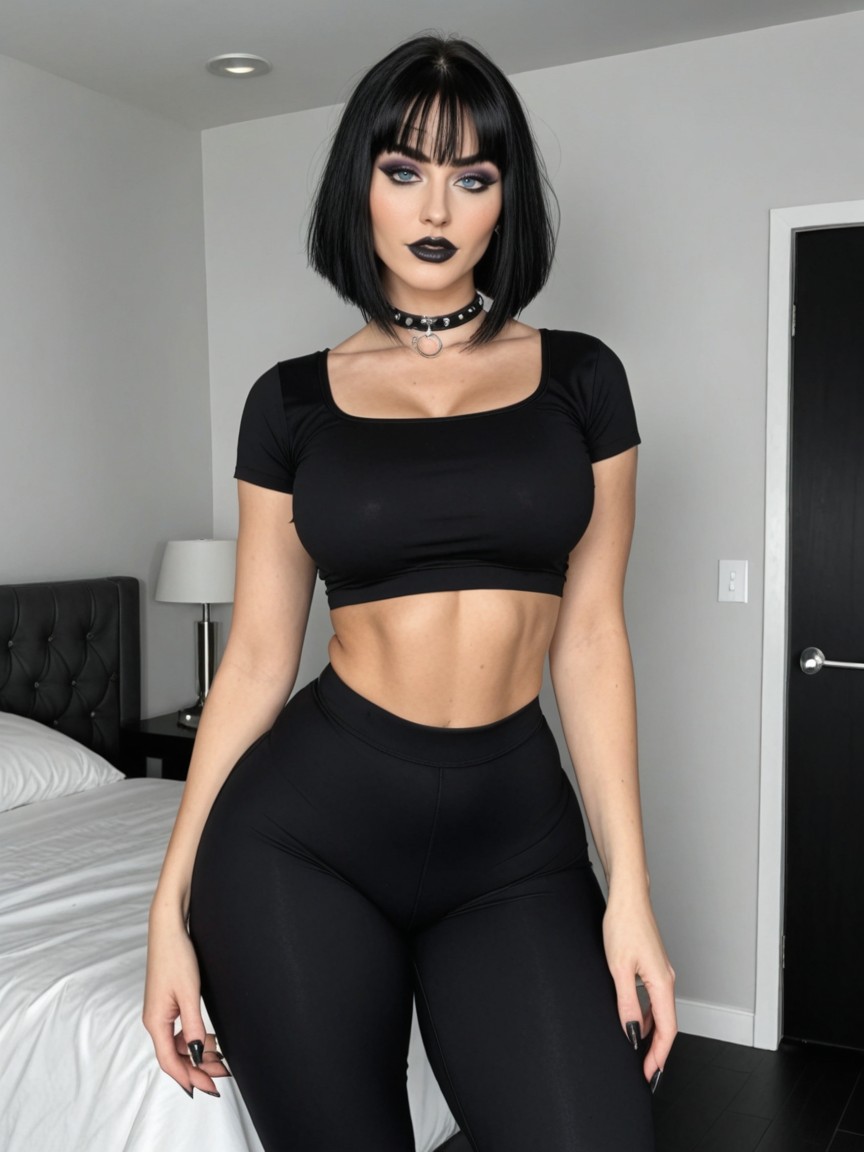 Black Lipstick, Extremadamente Pesado En La Parte Inferior, Seductive Eyes Porno IA
