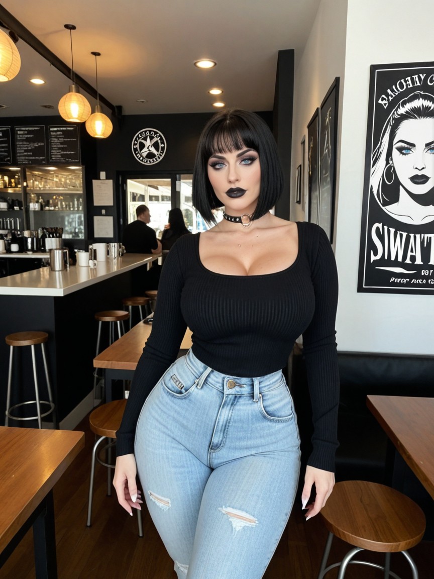 Thick Round Butt, Jet-black Hair, Thick Thighs Porno IA