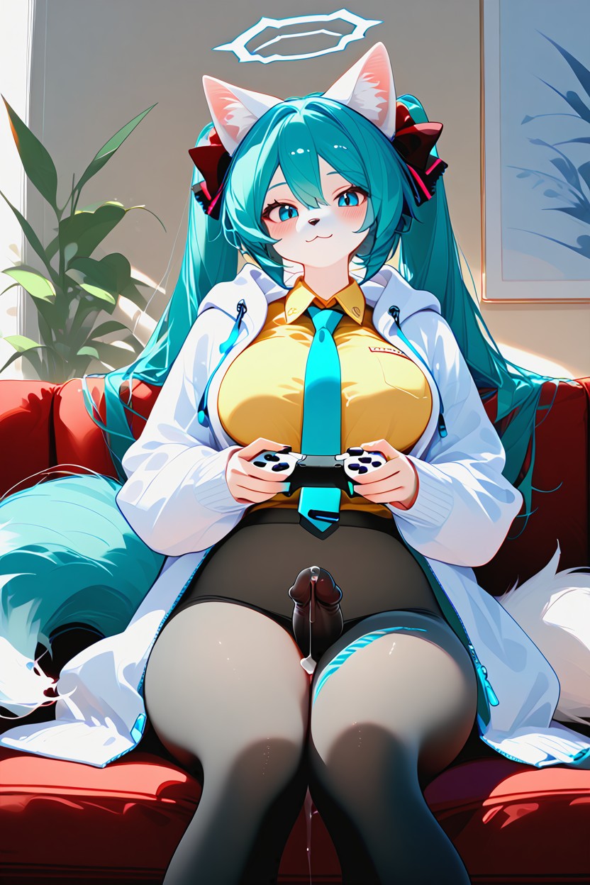 Ears, White Fox Ears, Playstation Controller Furry AI Porn
