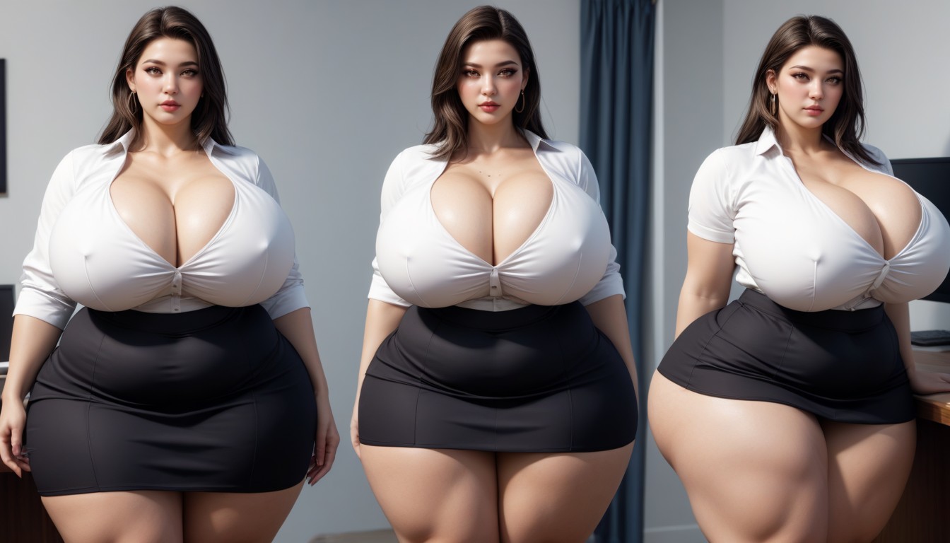 Thick Wide Hips, Extremely Large Ass, Thick Thighs BBW AI Porn