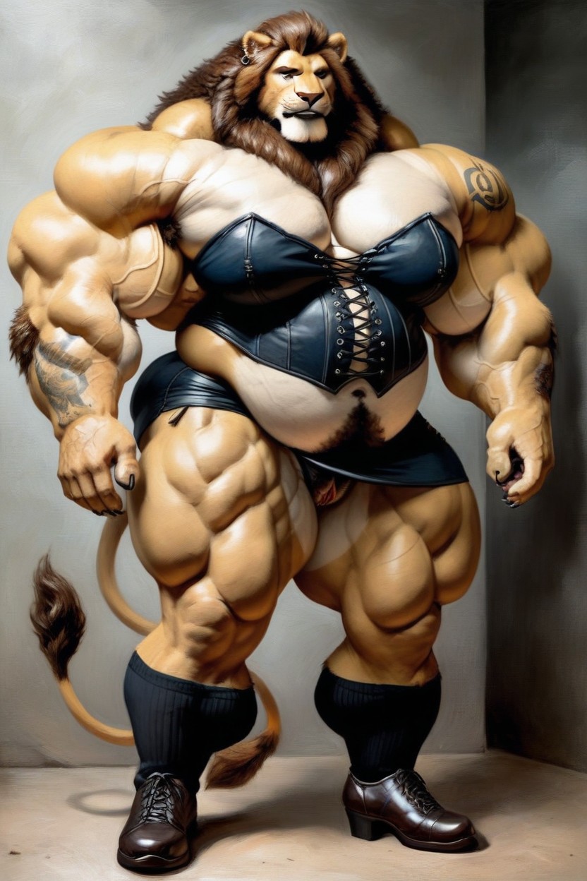 Thick Pussy, Ridiculously Huge Bicep Peaks, Lifting Skirt Furry AI Porn
