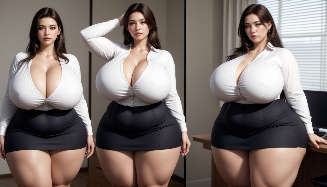 Japanese, Standing, Thick Wide Hips BBW AI Porn