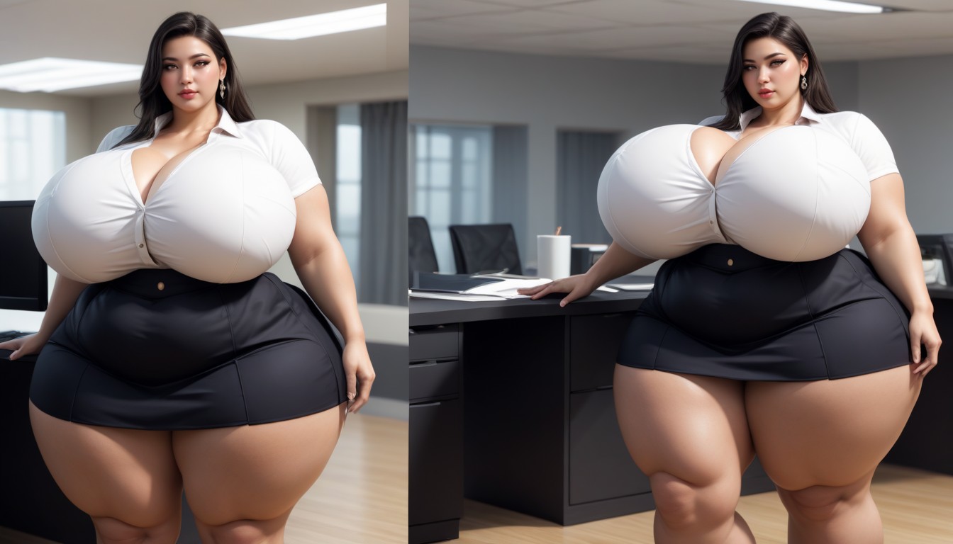 Standing Eating Snacks At The Office, D Hentai, 일본인 BBW AI 야짤