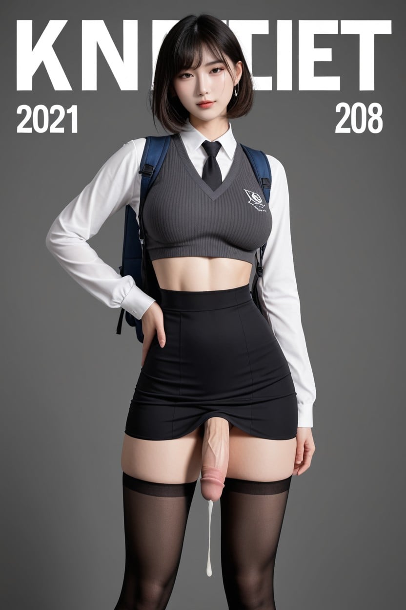 K, Closed Mouth, Navy Tight Line Skirt AI國產黃片