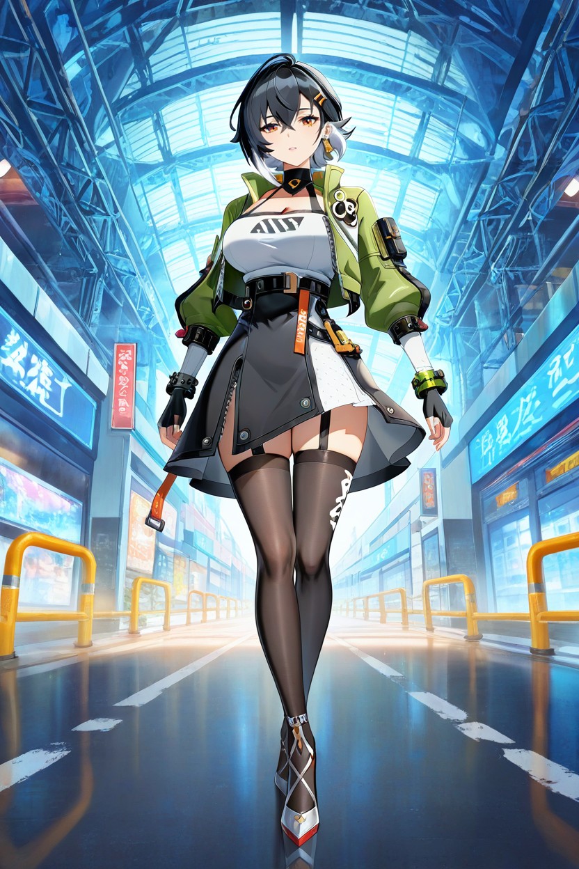 Dynamic Walking Pose, Anime Illustration, Mature Female Hentai IA