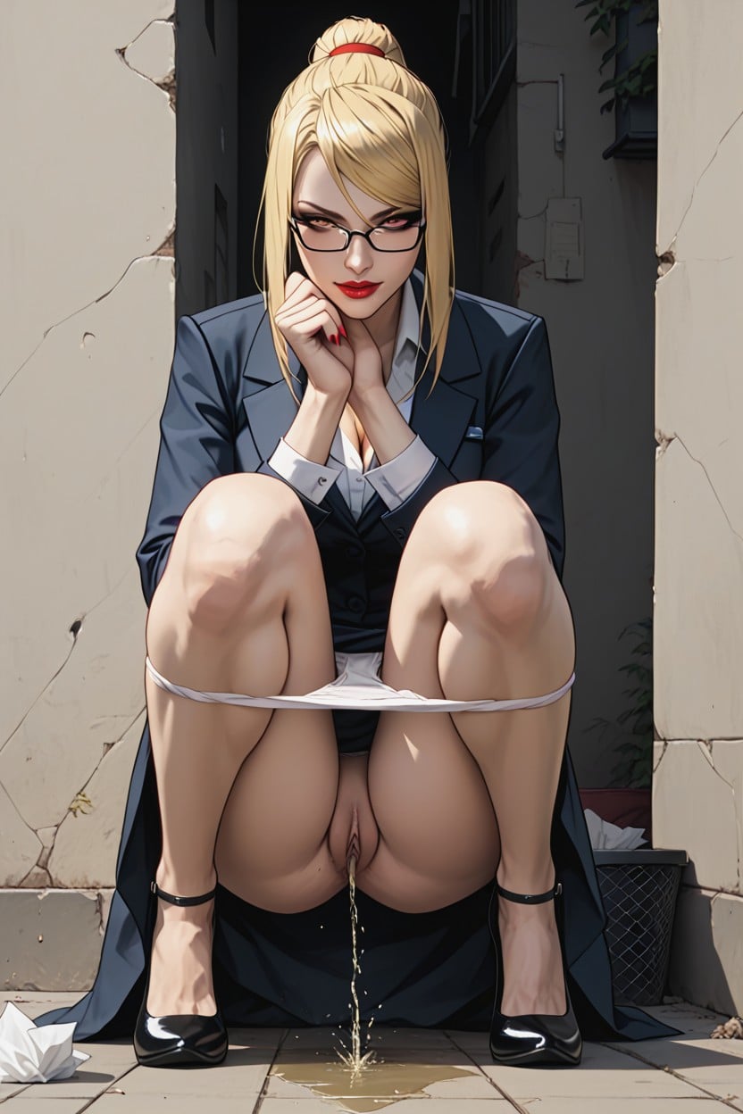 Sexy Beautiful Legs, Backyard Near Garbage Bin, Holding Tissue Hentai AI Porn