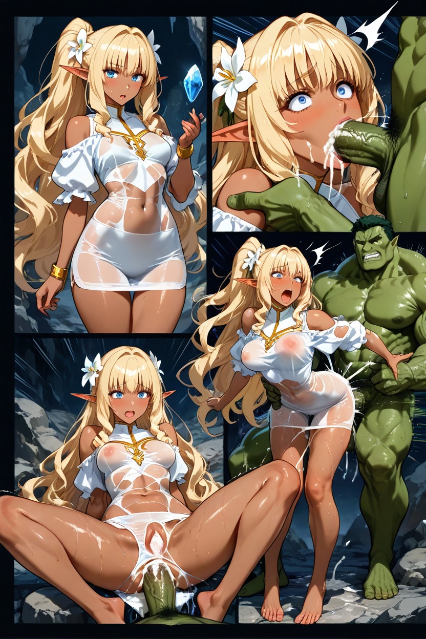 Multiple Views Capturing Radically Different Actions, Dark Skin Elf, Full Lips Hentai IA