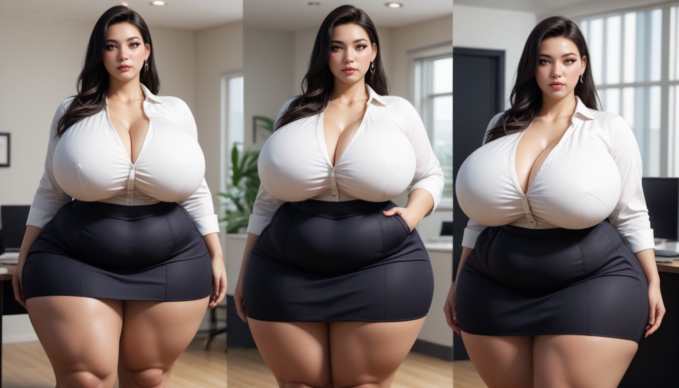 Thick Wide Hips, Standing Eating Snacks At The Office, De Pie Porno BBW IA