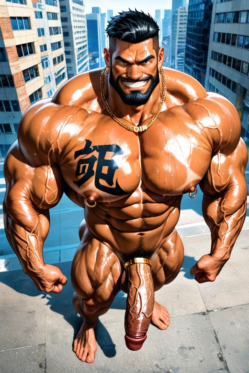 Massive Meaty Body, No Hair On Chest, Massive Legs AI Gay Porn