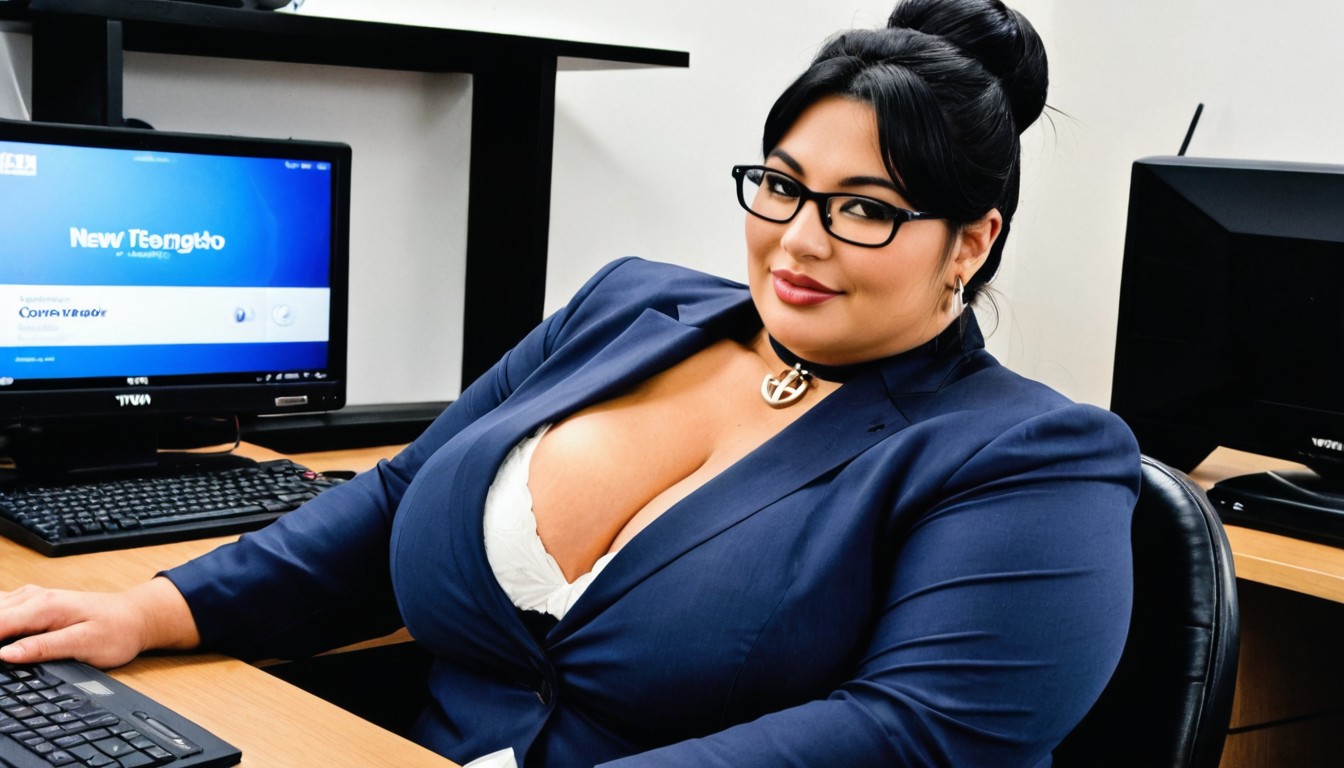 Choker With Bell, Plumper, Clothed Hyper Massive Gigantic Perky Breasts BBW AI Porn