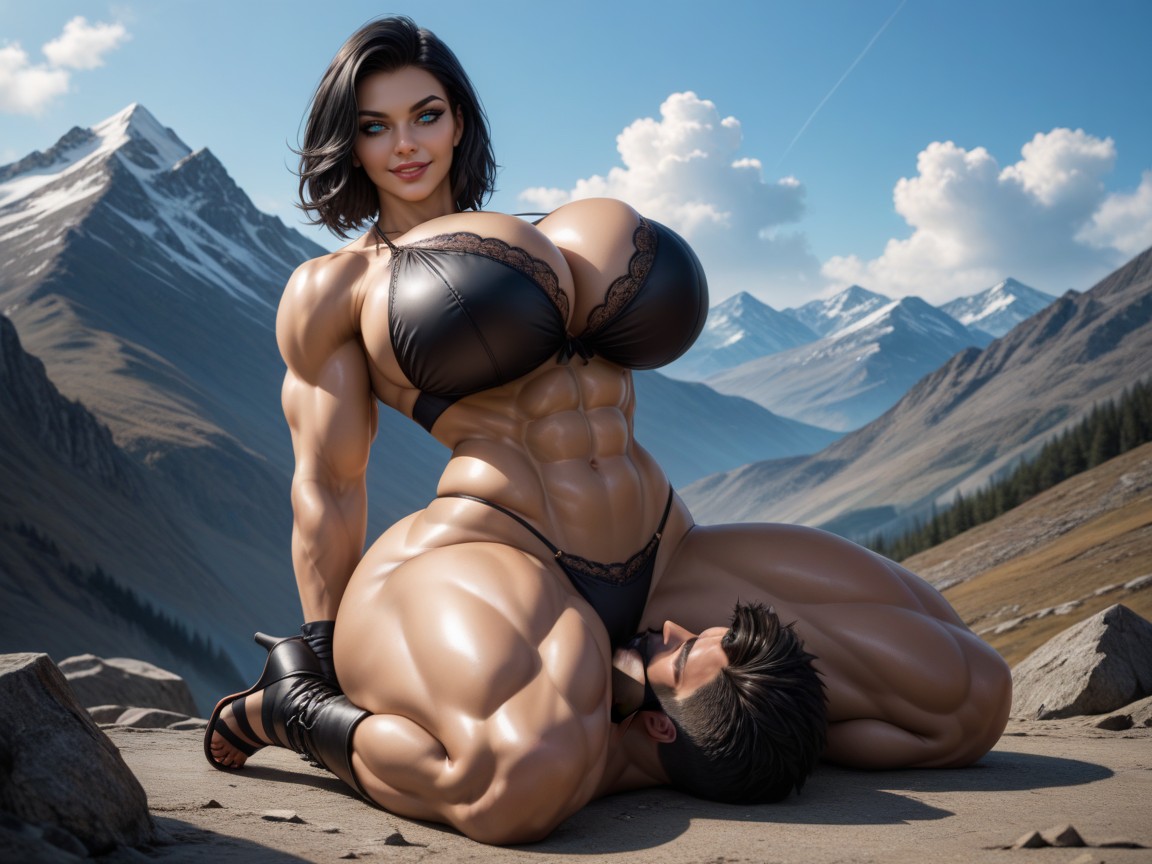 異色症, Perfecty Rounded And Lifted Breast Muscular Wide Hips, オイルを塗った肌 AIポルノ