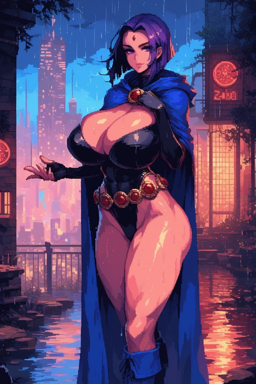 Raven From Dc, Highleg, Shiny Skin Hentai IA