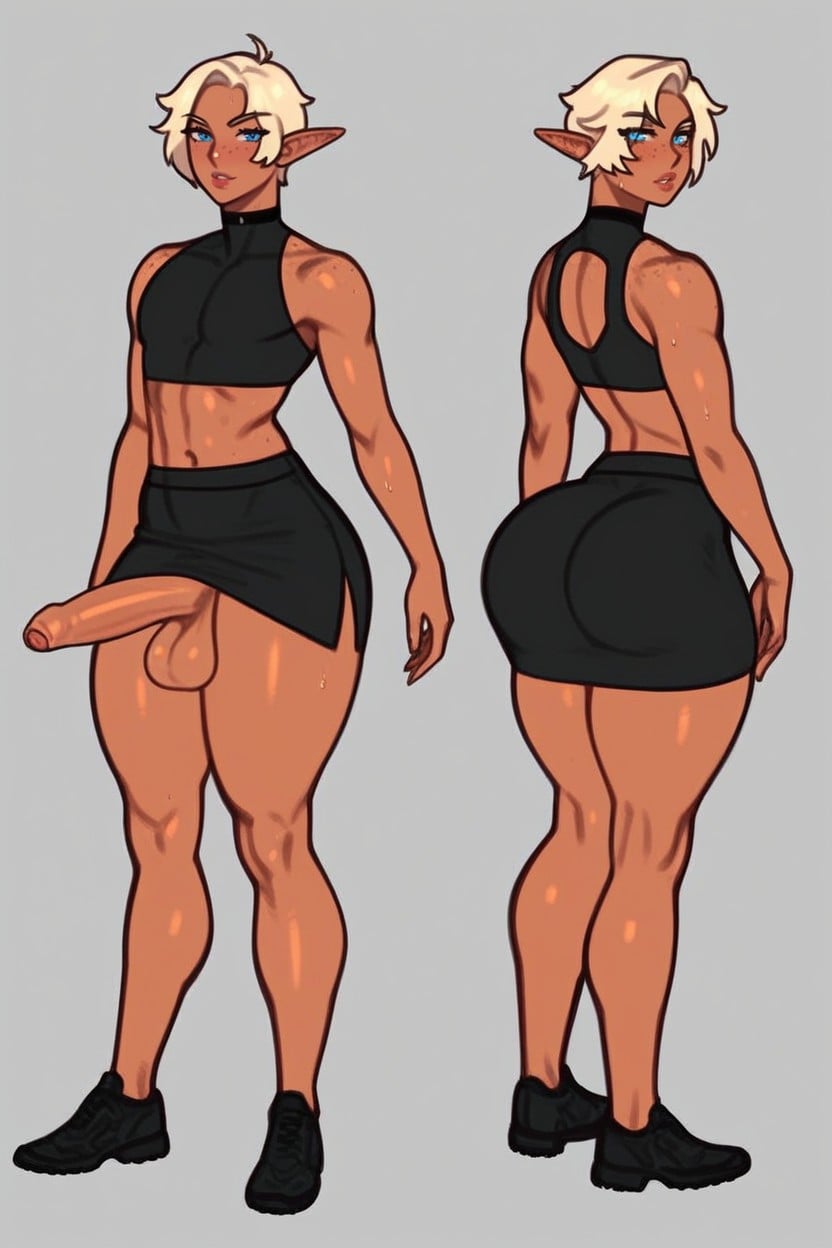 Tanned Skin, Blonde Hair, Perfect Anatomy Shemale AI Porn