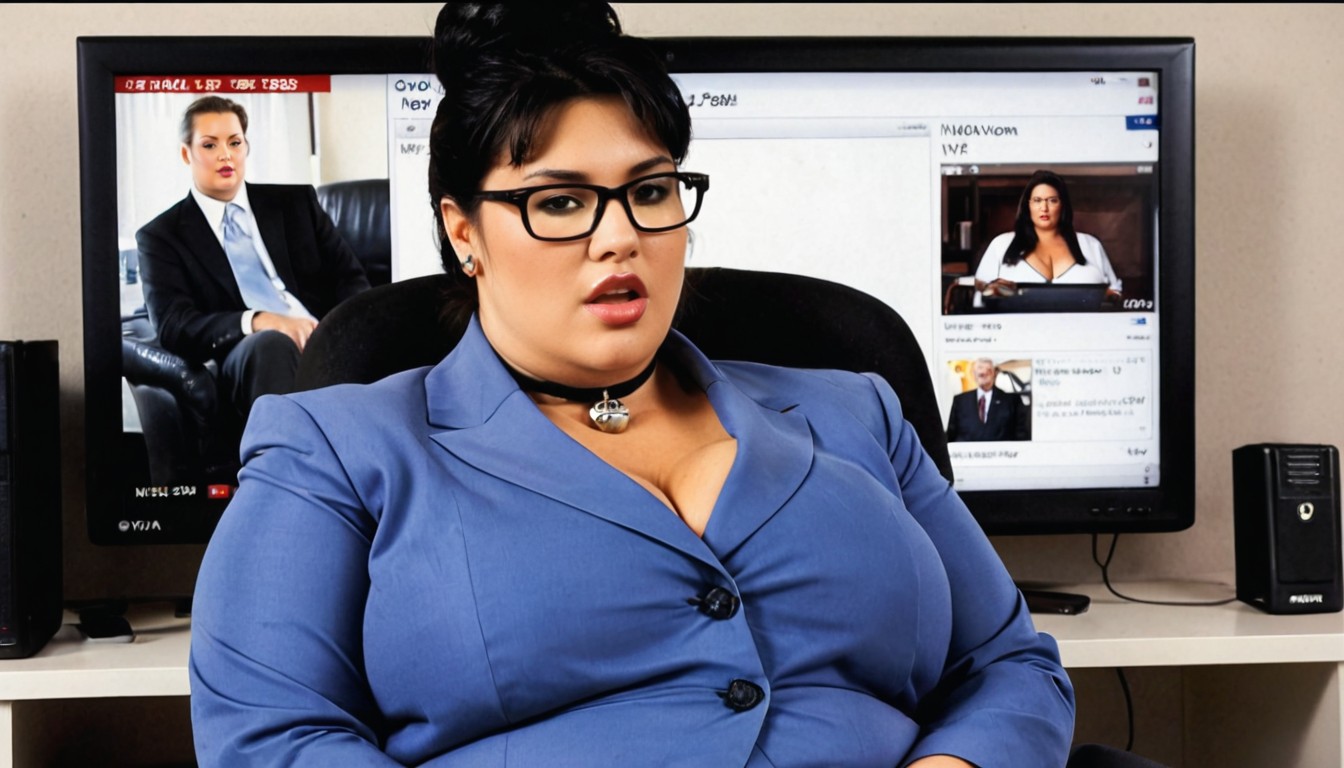 Currently Airing, Tv Newsroom Studio, Long Black Hair BBW AI Porn