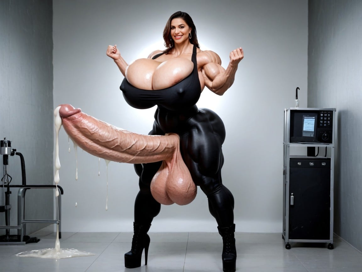 Hyper Huge Muscles, Extremely Veiny Body, Looking At Viewer Latina AI Porn