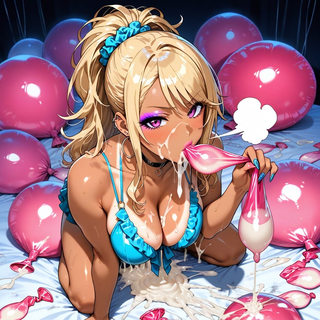Three Women, Only Women, Gigantic Condom Balloons Full Of Air AI Gay Porn