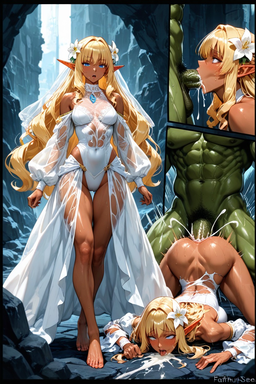 Insanely Long Wavy Hair, Highly Detailed Vagina, Cum Milk String Splash Hentai IA