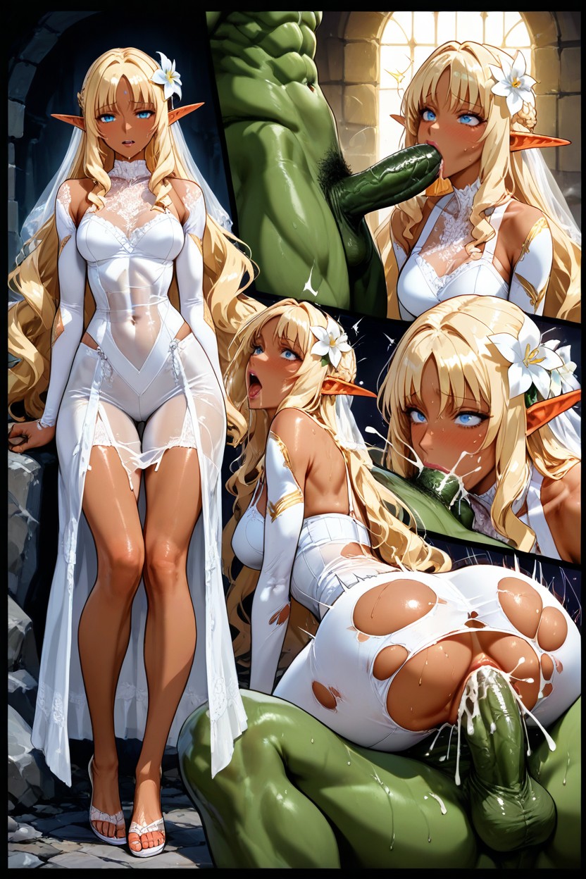 Small Breasts, Hyper Long Elegant Legs, Double Penetration Hentai AI Porn