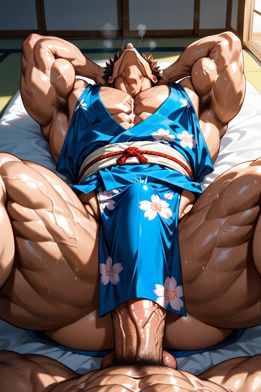 桜の庭園, セクシーな着物, Handsome Face ゲイAIポルノ