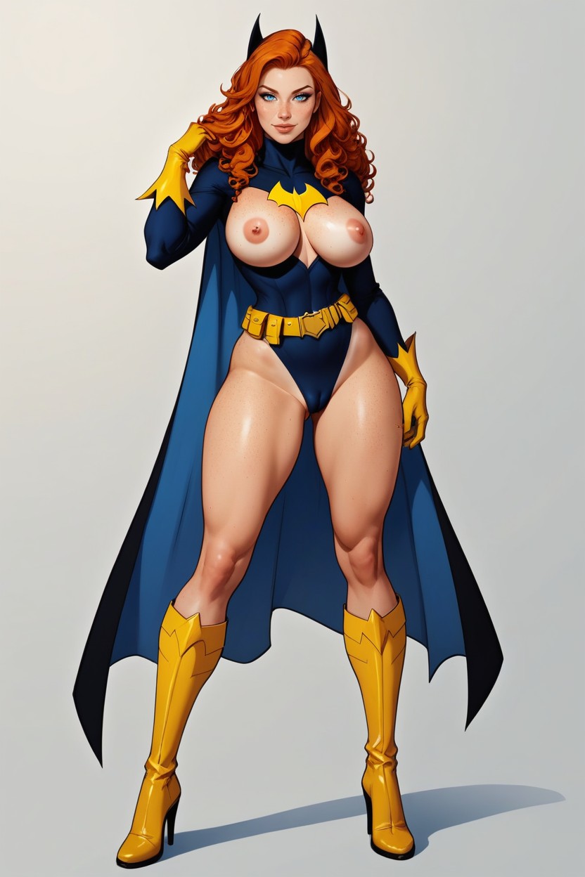 Ginger, Long Red Curly Hair, Full Body AI Porn
