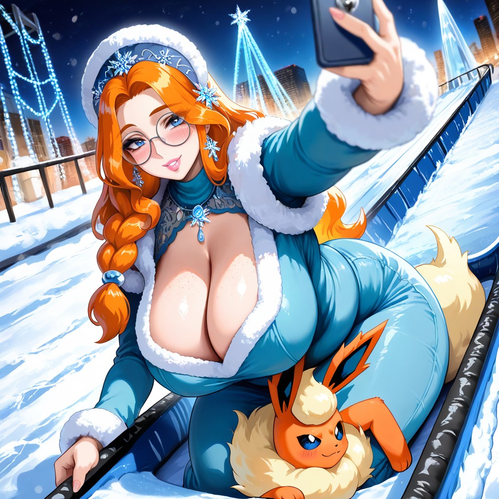 Ice Slide, Russian Winter Maiden, 행복하다 게이 AI 포르노