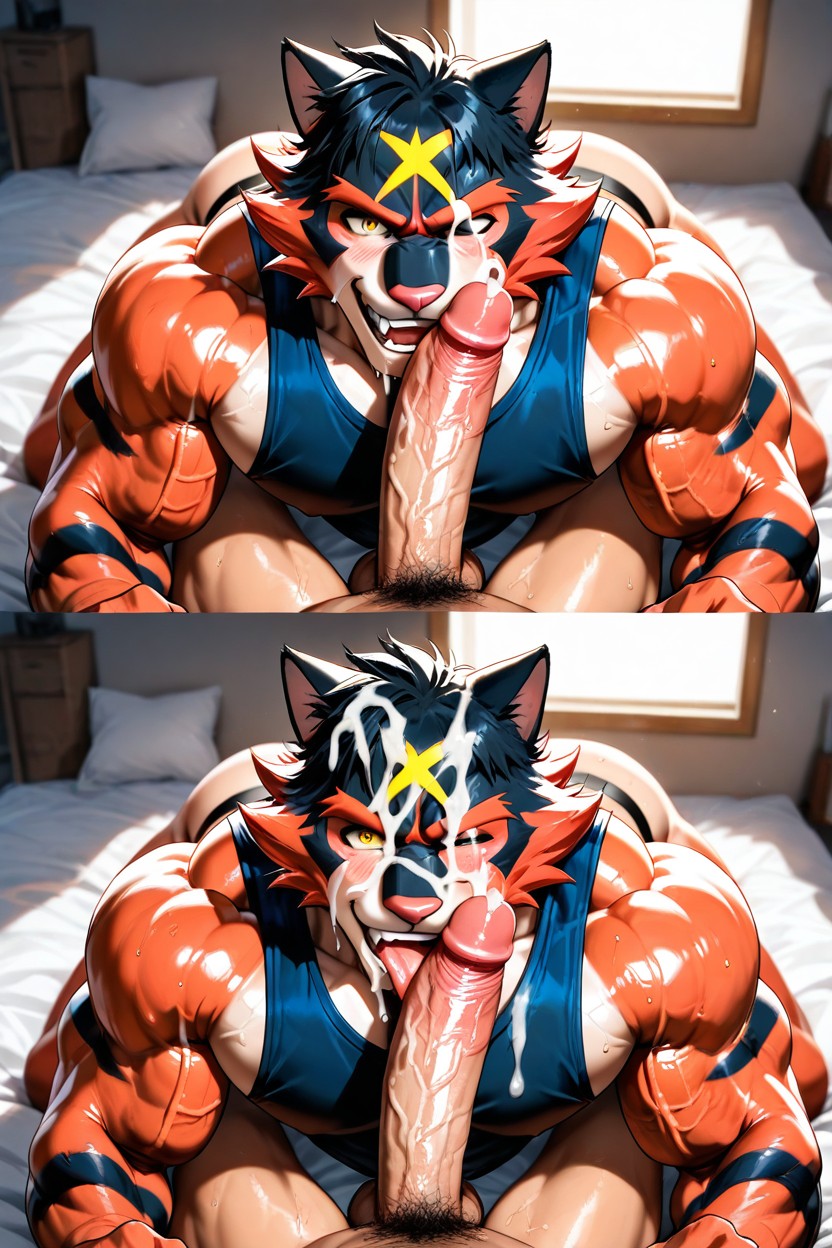 Open Mouth, Paws, Fluid Cum Second Scene Pornografia gay com IA