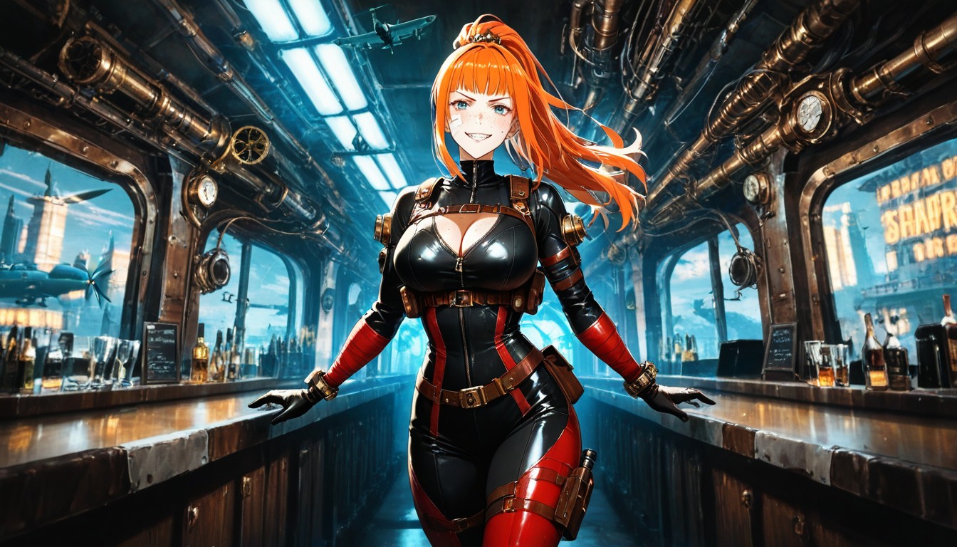 Freckles, Female Pilot, Grinning AI Porn