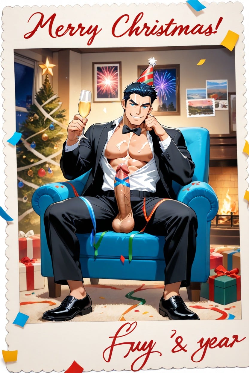 Veiny Cock, Unzipped Trousers, Confetti ゲイAIポルノ
