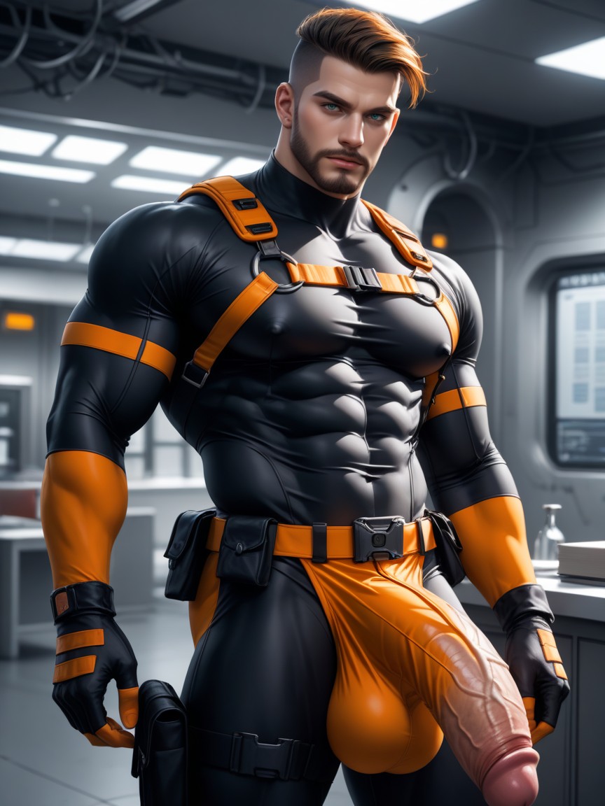 Holster On Thigh, Aggressive, Looks Like Gordon Freeman From Black Mesa Game Porno IA Gay