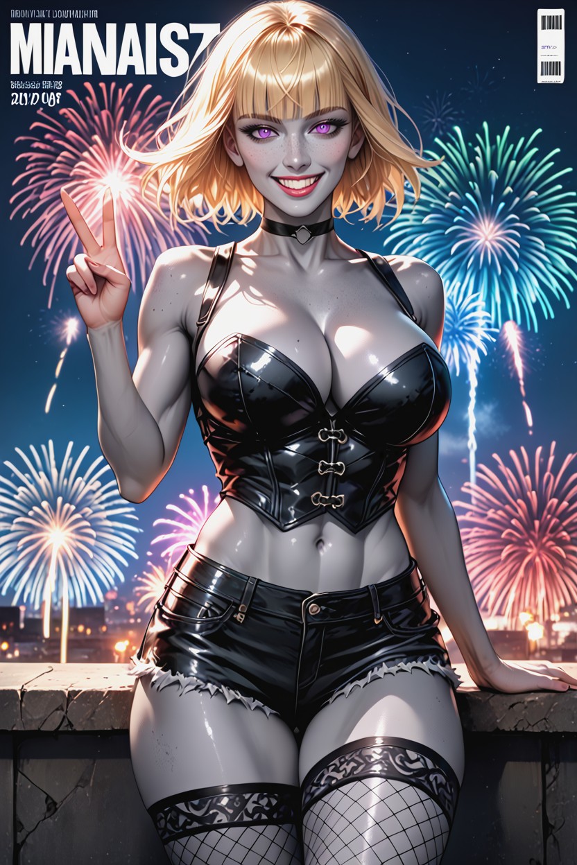 Detailed Body, Freckles, Black Corset Hentai AI Porn