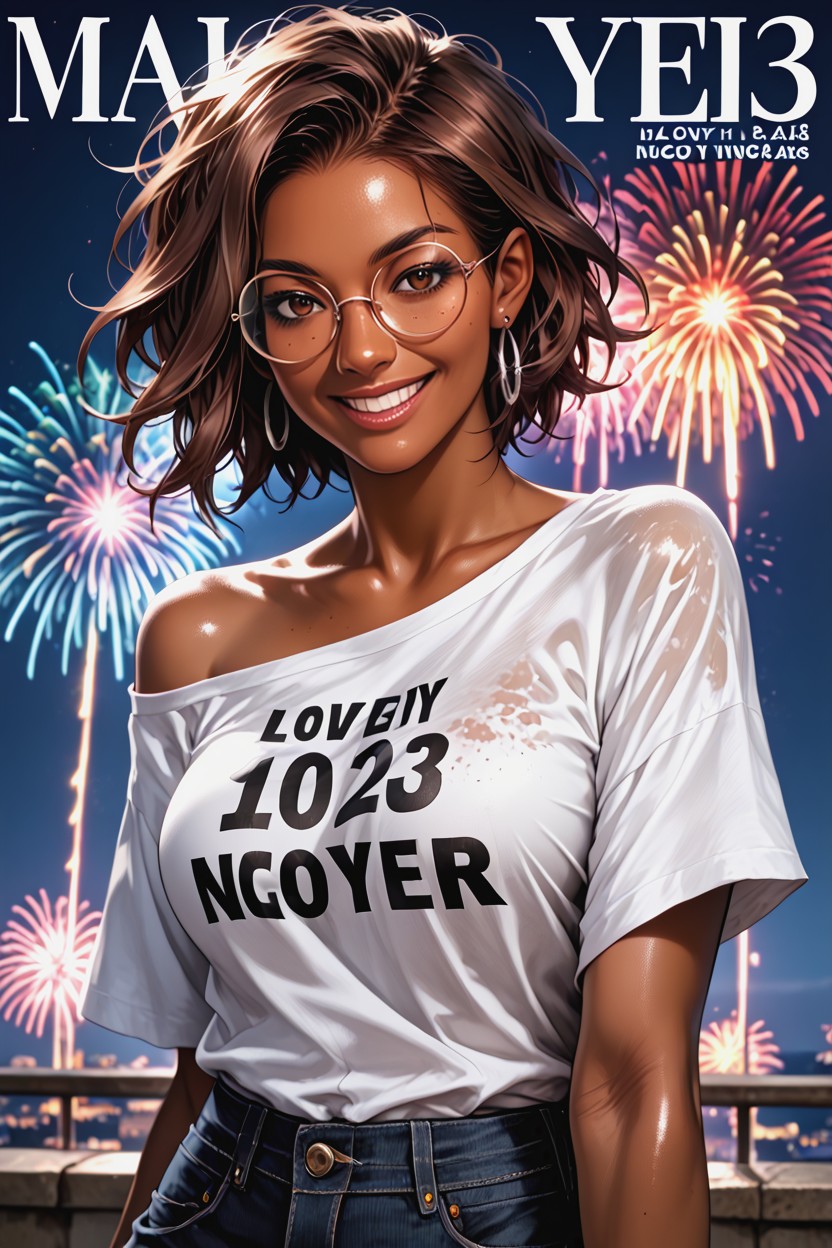 Brown Eyes, Best Detailed Hair, Silver Earrings Hentai AI Porn