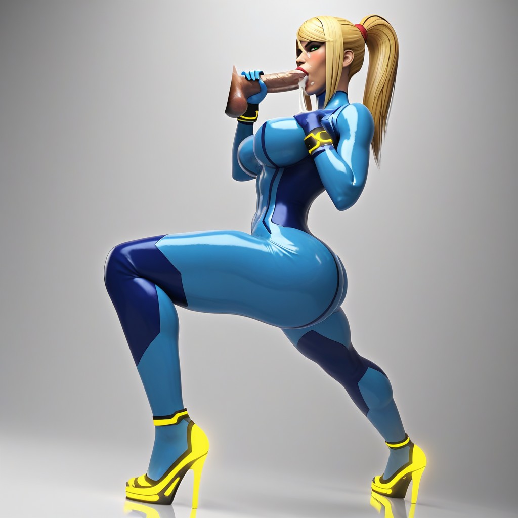 Latex Cosplay Zero Suit Samus From Metroid, Model, Wet Clothes AI Porn