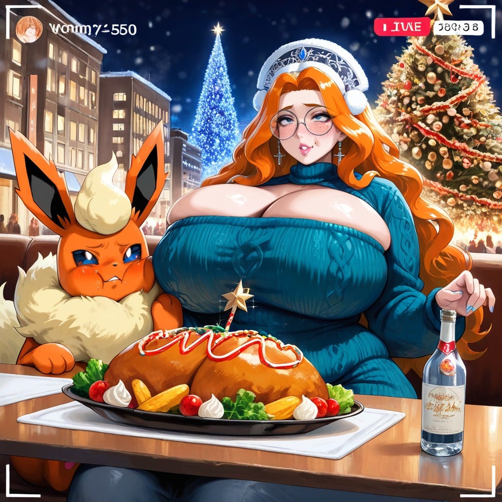 Static Image Of Livestream Interface, City Holiday Lights, Slightly Parted Lips AI同性戀黃片