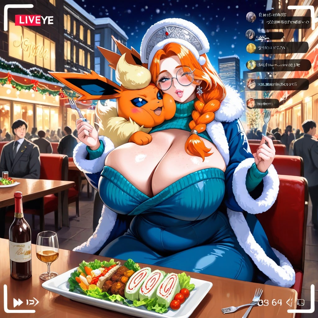 Realistic Nighttime Lighting, Woman As Snegurochka, Vue De Face Porno IA Gay